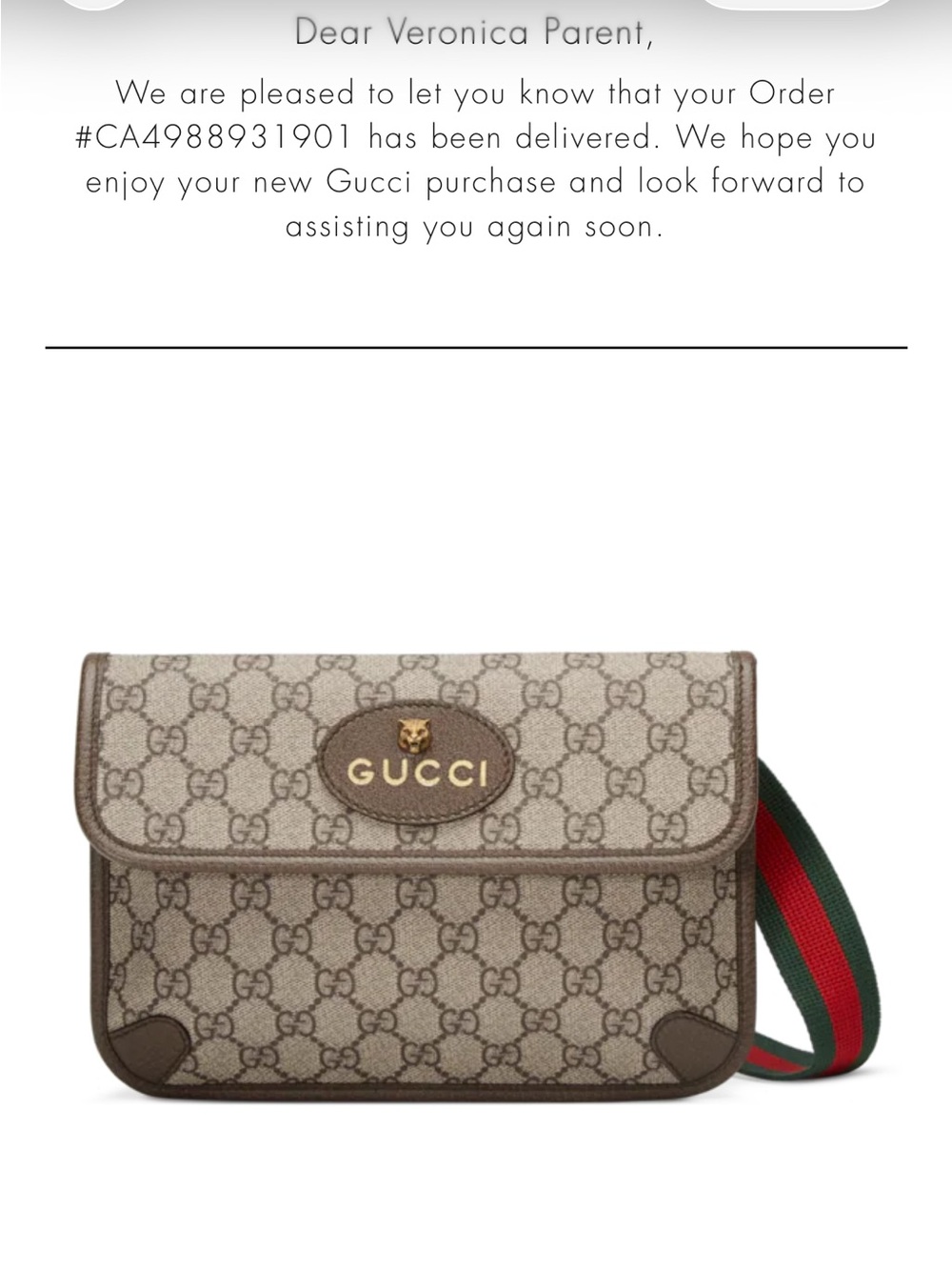 Gucci Beige/Brown GG Supreme Crossbody with Green-Red Web Strap